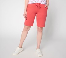 Denim Co. Women's Shorts Sz M Active French Terry Pull-On Orange A588141