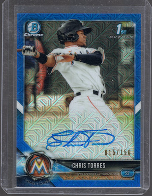 2018 Bowman Chrome Prospect Autographs Chris Torres #BCPA-CT Blue Mojo Ref/150