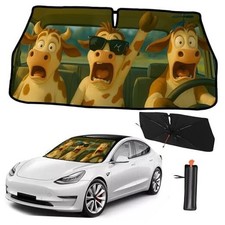 2025 Upgrade Funny Animals Car Windshield Sun Shade Umbrella 5 Cow Driving