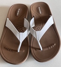Okabashi Breeze Sandals Flip Flops Women Size M (8-9) Toffee and White USA Made