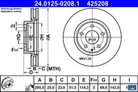 2X Bremsscheibe ATE 24.0125-0208.1 2 Bremsscheiben Vorderachse Vorne FüR Mazda