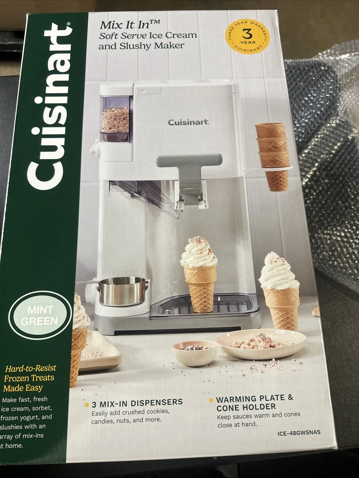 Cuisinart Soft Serve Ice Cream &Slushy Maker ICE48 GWSNAS Mint Green New
Opens in a new window or ta