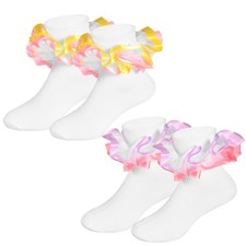 Girls Ruffle Socks Toddler Girls Lace Sock Baby Girl 4-6 Years Dual Color 02