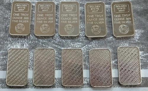10 oz Silver Bars- Golden State Mint (GSM) - 999 Fine Silver Bullion - 10 x 1 oz