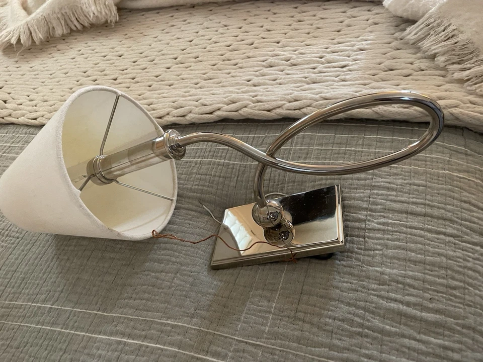 Waterworks Blue Note Wall Mounted Single Arm Sconce with Fabric Shade Set of 2 - Image 3 of 4