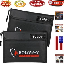 5200°F Fireproof Money & Document Bag 2-Pack – Upgraded Heat & Water Resistance