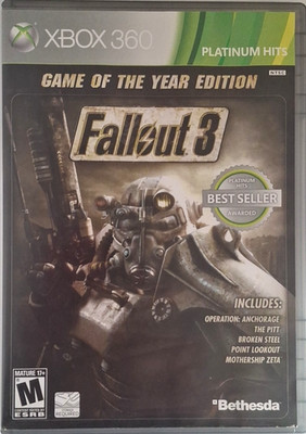 Fallout 3 Game of the Year Edition Xbox 360, 2009 Platinum Hits