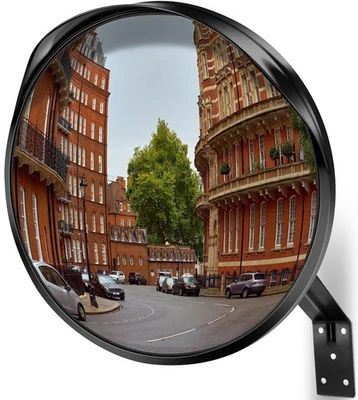 ANGOONI 12" Acrylic Convex Traffic Mirror - Adjustable Wide Angle for Driveway & Garage