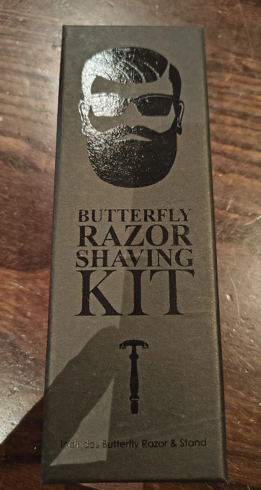 Kit de afeitado Premium Butterfly Safety - Navaja de afeitar de metal cromado + Juego de regalo de soporte - Imagen 2 de 4