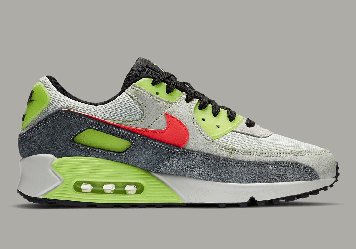 Nike Air Max 90 N7 Grey Spruce Aura Crimson Red Green CV0264-001