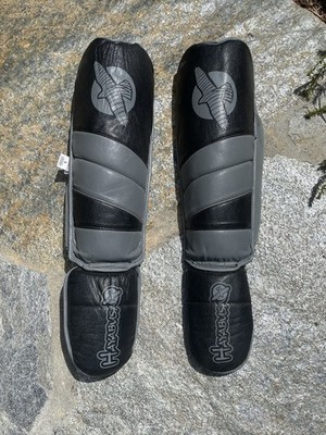Hayabusa Tokushu Regenesis Striking Shinguards Adult L Gray Black Kickboxing MMA