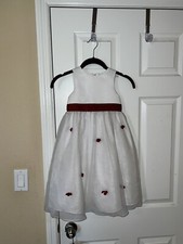 Davids Bridal flower girl dresses for wedding Size 2 Toddler Red Flowers Red Bow