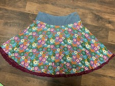 EUC Matilda Jane Paint by Numbers Hazel Skirt Medium Floral Ruffle Bright Groovy