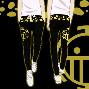 Anime One Piece Trafalgar Law calças Cosplay Esportivo Casual Calças Moletom Novo | eBay