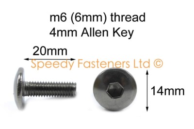 10x Black Aluminum Fairing Bolts – M6 X 20mm + 10mm Shoulder For Motorcycles (UK Seller)