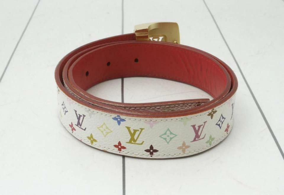 Louis Vuitton 85/34 30mm White Multicolor LV Reversible Ceinture Belt 861067