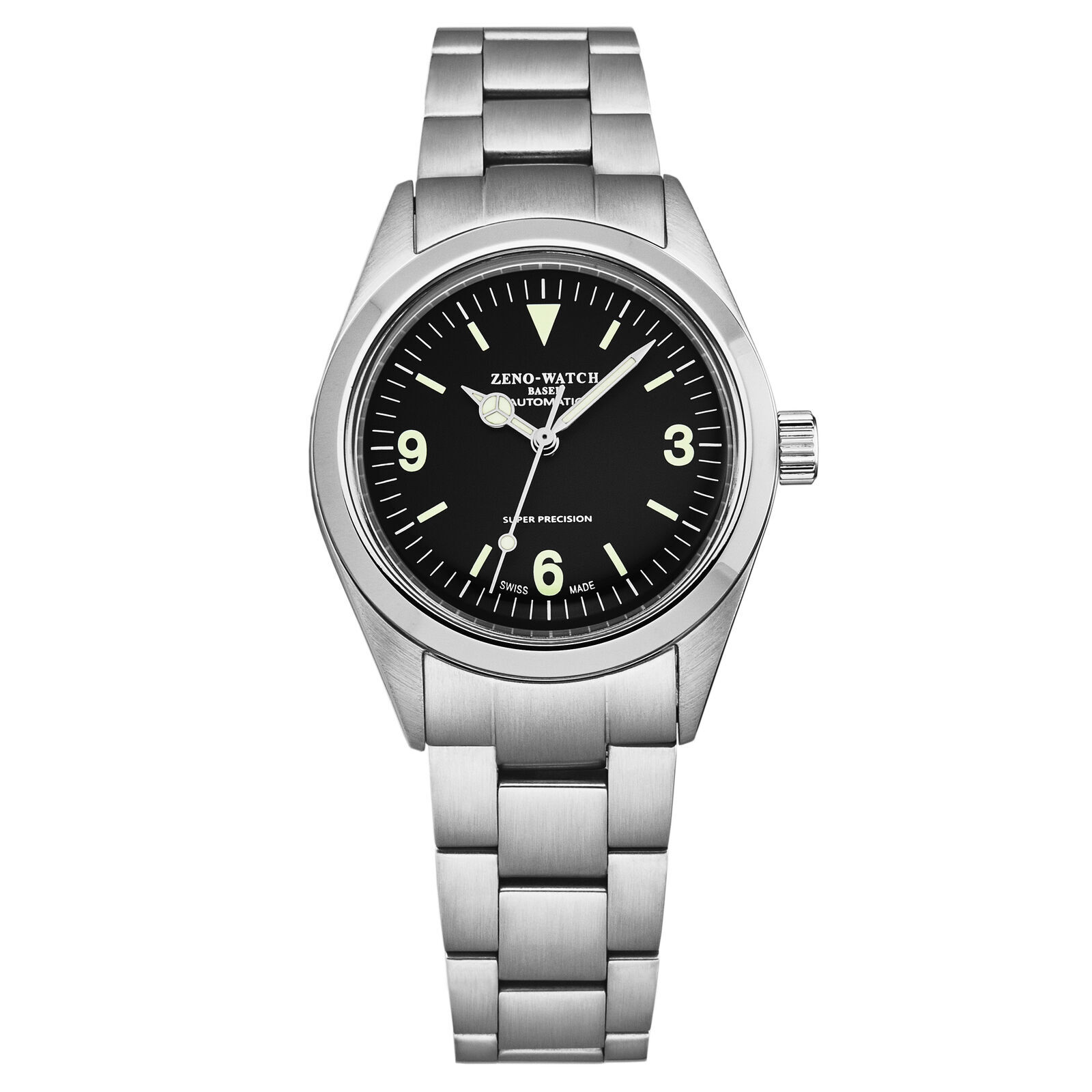 Zeno Super Precision 38mm Silver-Tone Stainless Steel Case, Silver-Tone ...
