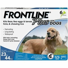 Frontline Plus Medium Dog Blue 23-44lbs 6 doses Flea and Tick FREE SHIPPING