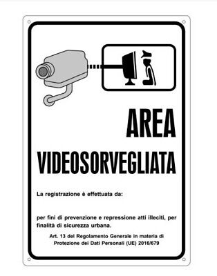 Cartello Area Videosorvegliata La Registrazione E Effettuata Da Ebay