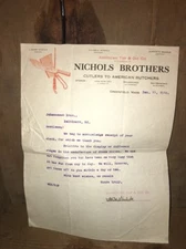 1916 NICHOLS BROTHERS AMERICAN BUTCHER CUTLERS Letterhead
