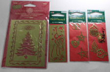 Brass Embossing Stencils Lot of 4 Sets NEW Christmas Plaid All Night Media