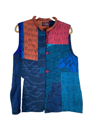 Joyce Wilkerson Hand Woven Art Wear Cotton Rayon Vest One Size Made In USA