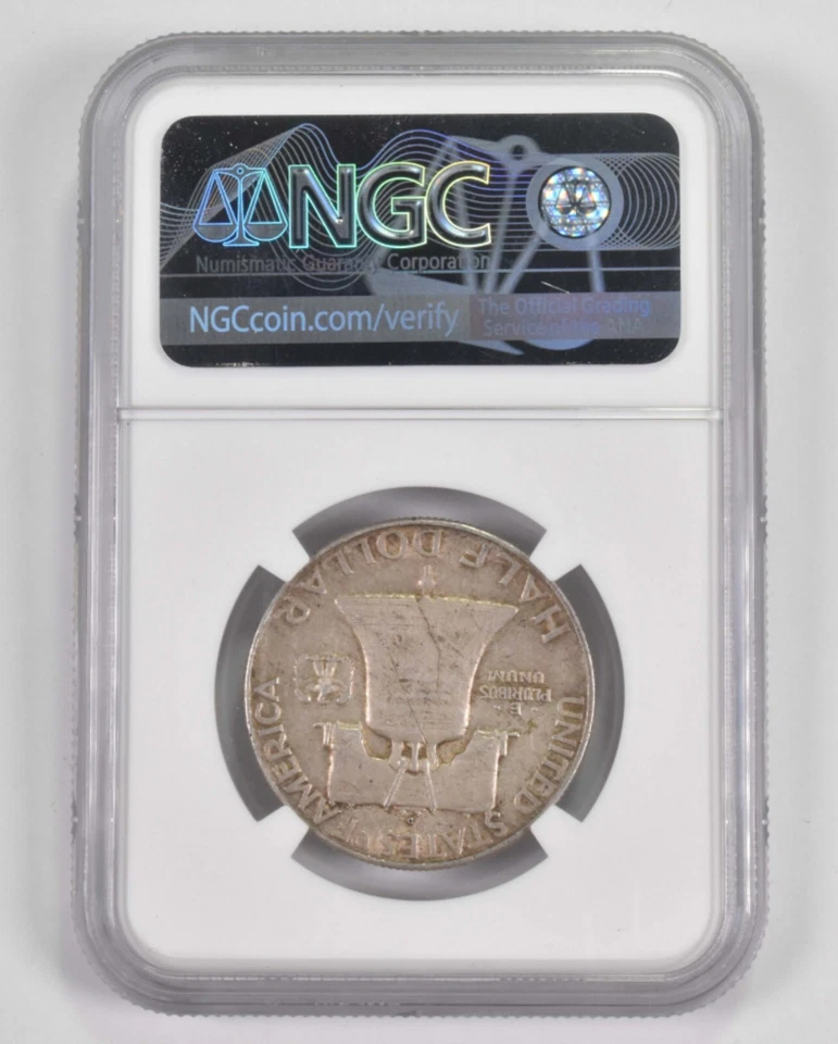 Mint Error AU53 1952-D Franklin Half Dollar - Clamshell Lamination - NGC *9834 - Image 2 of 3