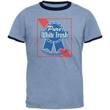 4th of July Pure White Trash Heather Blue/Navy Men's Ringer T-Shirt