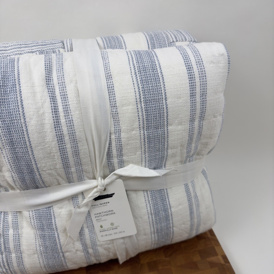Pottery Barn Hawthorn Handcrafted Patchwork Cotton Quilt Full/Queen