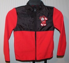 Disney Store Mickey Mouse Fleece Jacket Kids Size 5/6 Red Black