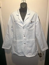 Landau Doctor Coat White Size 36 Has Embroidered Name Patch Lapel Pin cHECK iT  