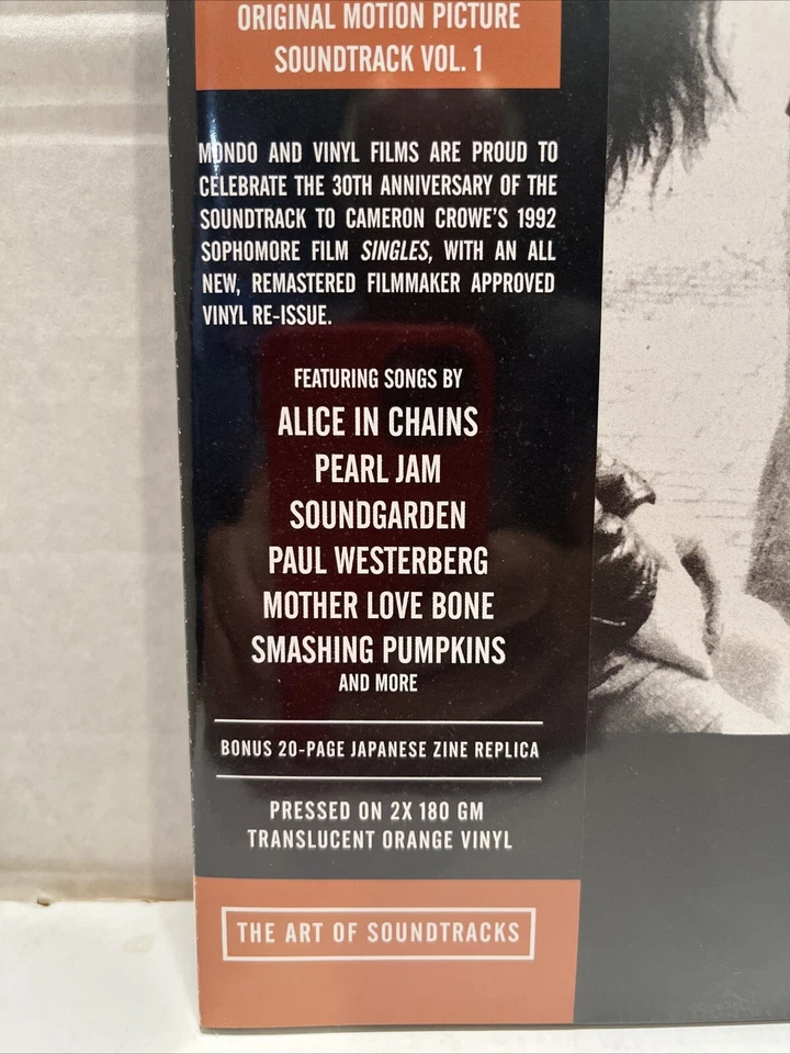 Singles Vol. 1 Soundtrack - New 2 LP 180 Gram Translucent Orange Vinyl  - Image 3 of 4