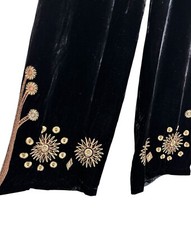 Johnny Was S Heidi Womens Pant Black Velvet Embroidered Wide Leg Palazzo 318