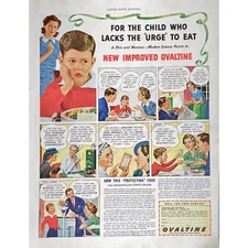 Ovaltine 1942 Vintage Print Ad Retro Ovaltine Memorabilia Improves Kids Health