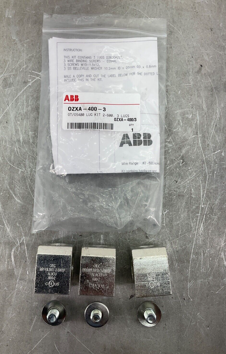 NEW ABB OZXA-400/3 OT/OS400 LUG KIT 2-600 3 LUGS | eBay