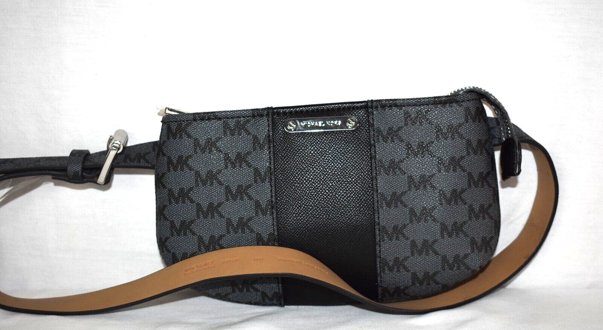 NWOT Michael Kors Black & Gray Monogram Belt Bag | eBay display picture 2