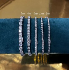 Tennis Bracelet SOLID 925 Sterling Silver MOISSANITE Passes Tester 3-5mm
