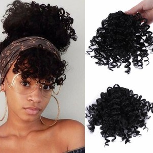 100 Human Hair Bangs Clip In Afro Kinky Curly Fringe Hairpiece