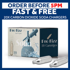 20 x ProFizz CO2 8g Chargers - Non-Threaded Soda Cartridges - Gas - UK Seller