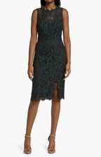 NWOT Eliza J Sleeveless Lace Sheath Dress Women's Size 6 Hunter Green Color