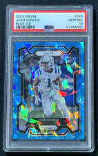 2023 PANINI JOSH DOWNS ROOKIE CARD RC BLUE CRACKED ICE PRIZM /99 GEM MINT PSA 10