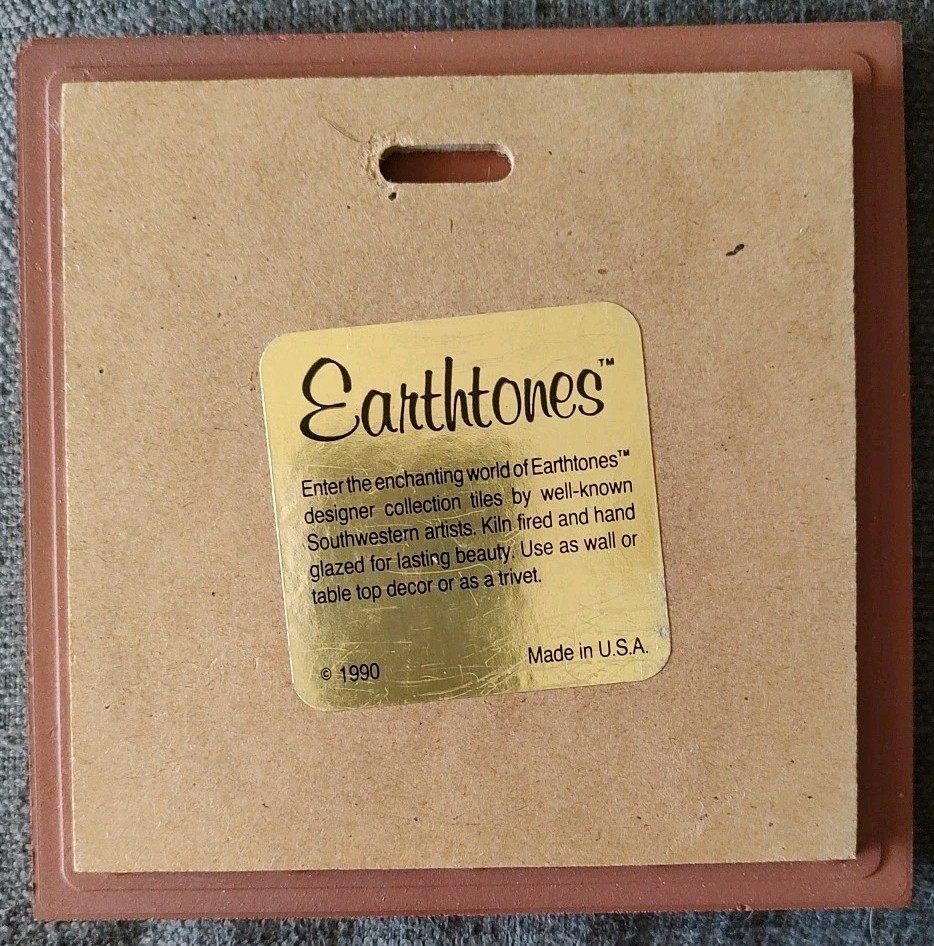 Vintage (1990) EARTHTONES Southwestern Decorative Ceramic Tile"End of the Trail"