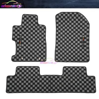 Floor Mat Fits 06-11 Honda Civic Carpets Black Gray Checkered 3PCS w/ Mugen