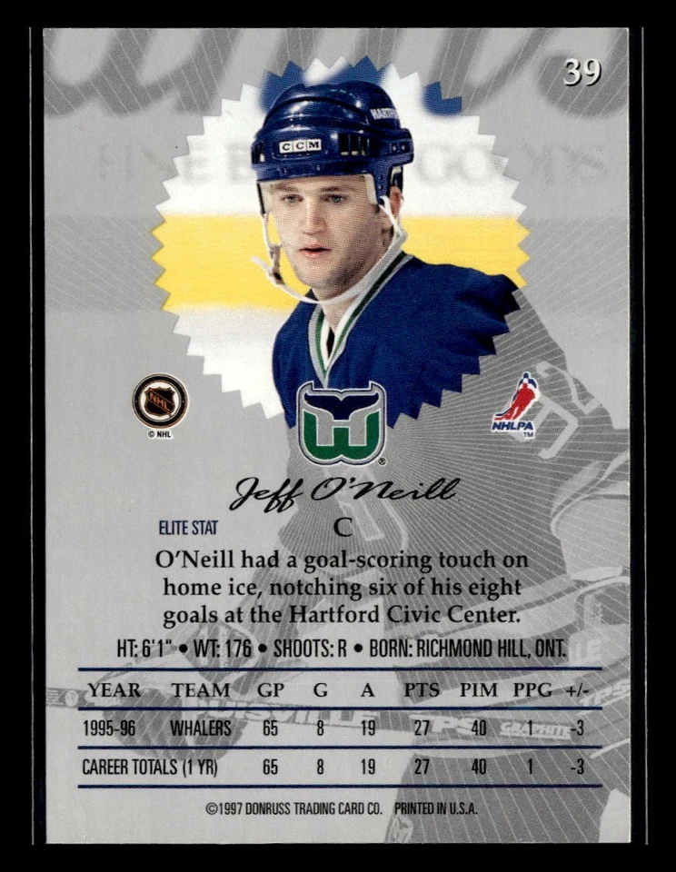 1996-97 Donruss Elite #39 Jeff O'Neill - Image 2 of 2
