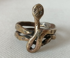 Rare Extremely Ancient Viking Bronze Old Ring Snake Artifact Authentic Amazing