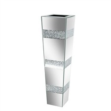 Silber Glas Bodenvase Verspiegelt 71/30cm Modern Vase für Hochzeit Geschenkidee
