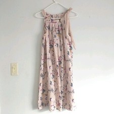 Bellambia Shift Dress M Pink Abstract Linen Pleated Lightweight Halter Sleeveles