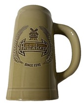 Vintage Heineken Beer Mug Stein Tankard Tan Beige Made in Brazil By Ceramarte