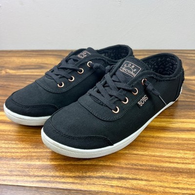 Skechers BOBS B Cute Womens 6.5 Black Canvas Lace Up Casual Sneakers Comfort