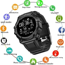 Bluetooth Smart Watch Heart Rate Blood Pressure Monitor Tracker for Android&iOS